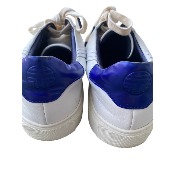 Tory Sport Shoes Mens Size 9.5 Blue Leather Low Top Ruffle Lace Casual Sneakers TORY SPORT Blue Leather Ruffle Sneakers Women main image 4